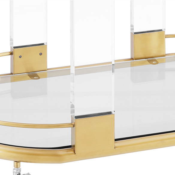 Customized Clear high quality oval acrylic dining serving trolley cart